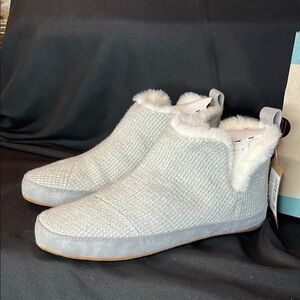 Toms Gray Slippers with Plush Lining